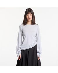 Y-3 - T-Shirt Wool Cinched Drape Long Sleeve Long-Sleeve Top - Lyst