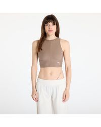 PUMA - Top Wardrobe Essentials Ribbed Crop Top - Lyst