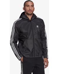 adidas Originals Clover Coat Wind-Resistant Hooded Jacket Black - Schwarz