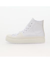 Converse - Chuck Taylor All Star Construct Leather White/ Egret/ Yellow - Lyst