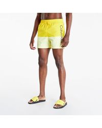 Calvin Klein Medium Drawstring Swim Shorts Core Logo Block Yellow - Gelb