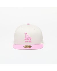 KTZ - Los Angeles Dodgers White Crown 59fifty Fitted Cap Ivory/ Pink - Lyst