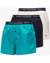 Tommy Hilfiger Recycled Essentials 3 Pack Woven Boxer Desert Sky/Maui Green/Pale Pink - Blau
