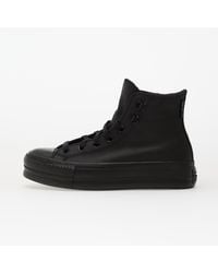 Converse - Baskets chuck taylor all star lift platform leather hi black/ black/ black eur 36.5 - Lyst