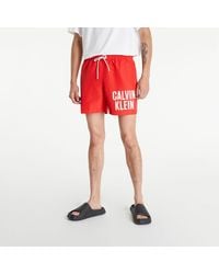 Calvin Klein Medium Drawstring Swim Shorts Intense Power Red - Rot