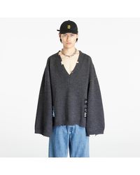 Ambush - Felted Knit V-neck Sweater Medium Grey Melange - Lyst