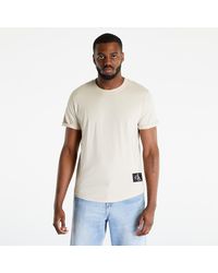 Calvin Klein Jeans Badge Turn Up Sleeve S/S Knit Top Beige - Weiß