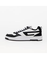DIESEL - Black And White Leather Sneakers - Lyst