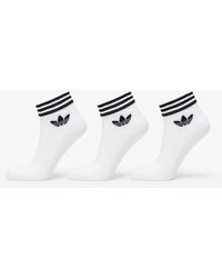 adidas Originals - Adidas trefoil ankle socks 3-pack white/ black - Lyst