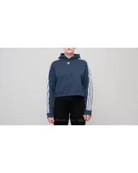 adidas cropped hoodie mineral blue