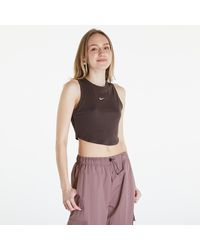 Nike - Sportswear essentials ribbed cropped tank baroque brown/ sail - Lyst