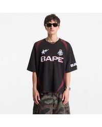 A Bathing Ape - T-Shirt Heavy Wash Hand Draw Football Multi Logo Relaxed Fit Tee - Lyst