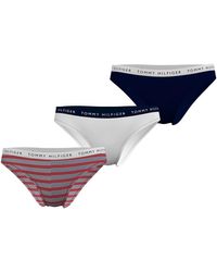 Tommy Hilfiger Essentials Bikini 3 Pack Vary Stripe/ White/ Desert Sky - Blau