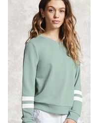 Forever 21 Striped French Terry Sweatshirt - Green