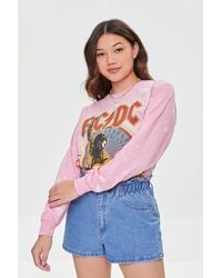 Forever 21 Acdc Graphic Bleach Wash Tee - Pink