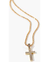 Forever 21 Men Cross Pendant Necklace - Metallic