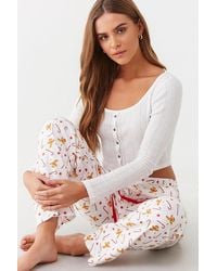 Forever 21 Candy Cane & Peppermint Pajama Pants , White/multi