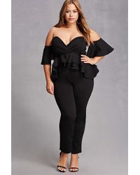 plus size black peplum jumpsuit