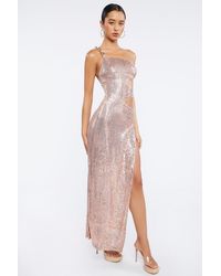 Forever 21 Women Sequin Cutout One-shoulder Gown - Pink