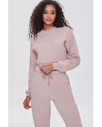 Forever 21 Quilted Cropped Sweatshirt - Natural