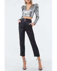 black satin capri pants