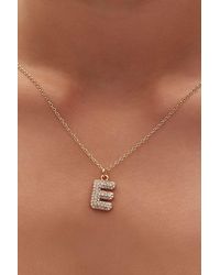 Forever 21 Rhinestone Initial Necklace - Brown