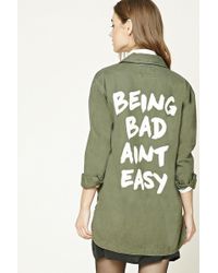 Forever 21 Giacca "Being Bad Aint Easy" - Verde