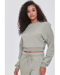 Forever 21 Quilted Cropped Sweatshirt - Gray