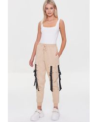 Forever 21 Women Release-buckle Utility Sweatpants - Natural