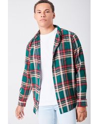 Forever 21 Plaid Button-front Flannel Shirt - Green