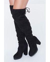 Forever 21 Faux Suede Over-the-knee Boots - Black