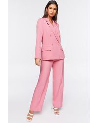 Forever 21 Women Double-breasted Suit Blazer & Pants Set - Pink
