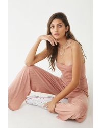 Forever 21 Halter Polka Dot Jumpsuit , Pink/white