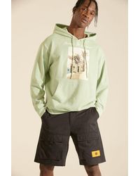 Forever 21 Men Mirage Graphic French Terry Hoodie - Green