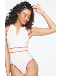 Forever 21 Synthetic Sun Moon One Piece Swimsuit In Black Blue Blue Lyst