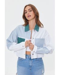 Forever 21 Women Colorblock Twill Jacket - White