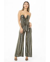 Forever 21 Sequin Flare-leg Jumpsuit , Gold - Metallic