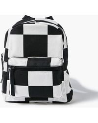 Forever 21 Women Checkered Zippered Backpack - Black