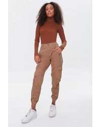 Forever 21 Corduroy Cargo Sweatpants - Brown