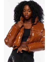 womens patent puffer jacket