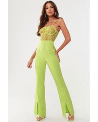 Missguided Lace Bustier Jumpsuit At , Lime - Green