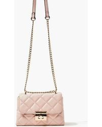 Forever 21 Women Quilted Faux Leather Crossbody Bag - Pink