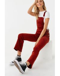 Forever 21 Corduroy Flare Leg Overalls , Rust - Red