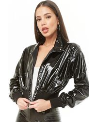 Forever 21 Giacca in pelle sintetica verniciata - Nero