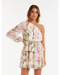 Forever New - Sienna One-Shoulder Tiered Mini Dress - Lyst