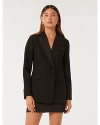 Forever New - Elliott Tuxedo Double-Breasted Blazer Jacket - Lyst