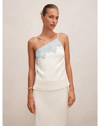 Forever New - Adele One Shoulder Lace Trim Top - Lyst