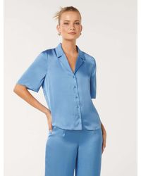 Forever New - Mercedes Short Sleeve Satin Shirt - Lyst