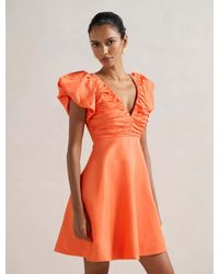 Forever New - June Petite Ruched V-Neck Mini Dress - Lyst