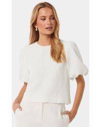 Forever New - Nara Textured Puff-Sleeve Top - Lyst